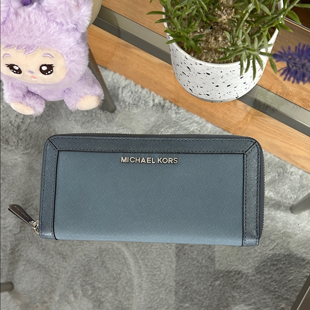 Michael Kors Slate Blue Zip Wallet